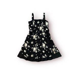 Peck and peck black white embroidered floral A line dress